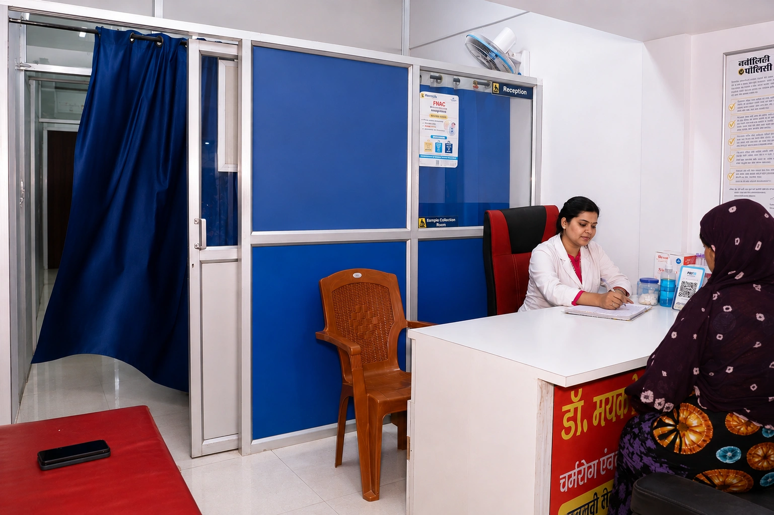 Doctor consulting a patient at the Satyam Medical Agency consultation room